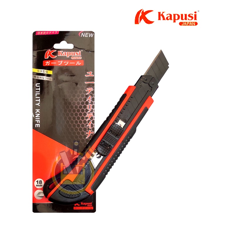 KAPUSI K8747 Pisau Cutter Fiber 18 mm + 3 Mata Pisau / Cutter Fiber Gagang Karet Besar Cuter Kater Utility Knife 18mm