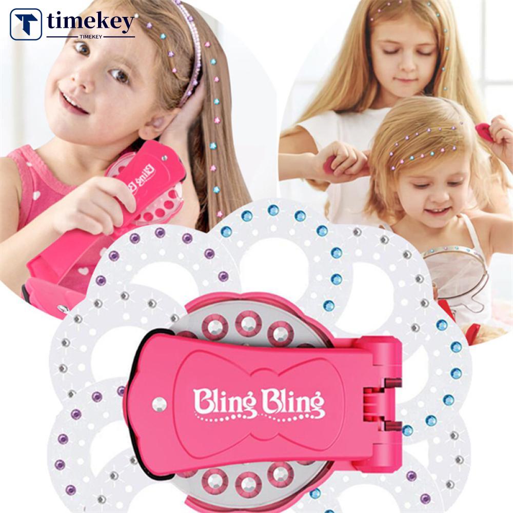 Timekey Mainan Mesin Stapler Plastik 180pcs Berlian Imitasi Untuk Anak Perempuan Bermain Peran B9T8