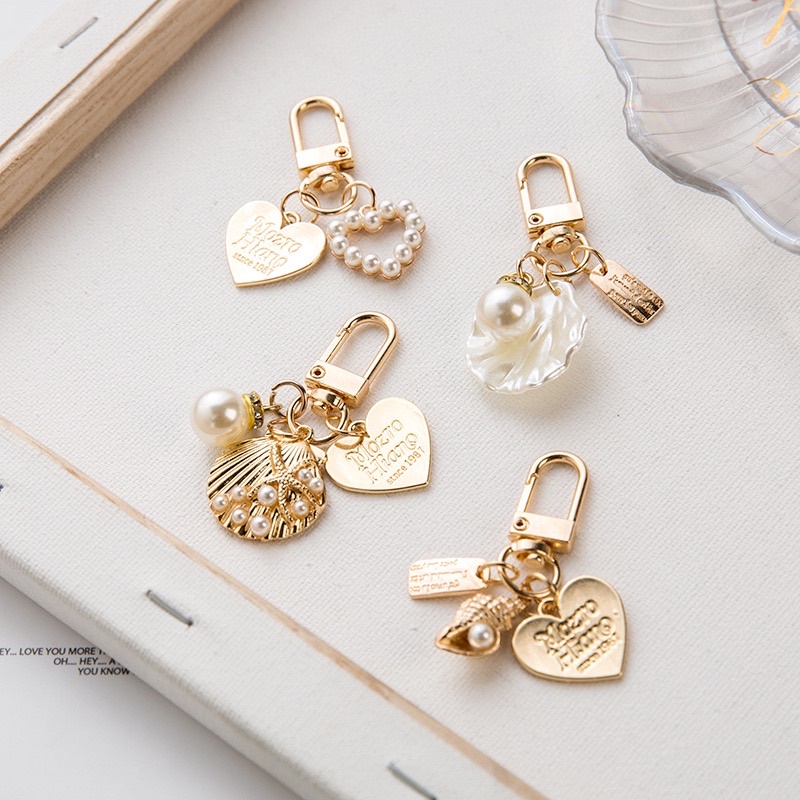 Bag Charm Phone Case Charm Gantungan HP Korean Style Set Gold Metal Pearl