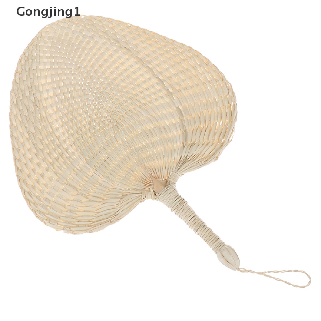 Gongjing1 1PC Kipas Tangan Manual Bahan Jerami Hand woven Pengusir Nyamuk Untuk Musim Panas