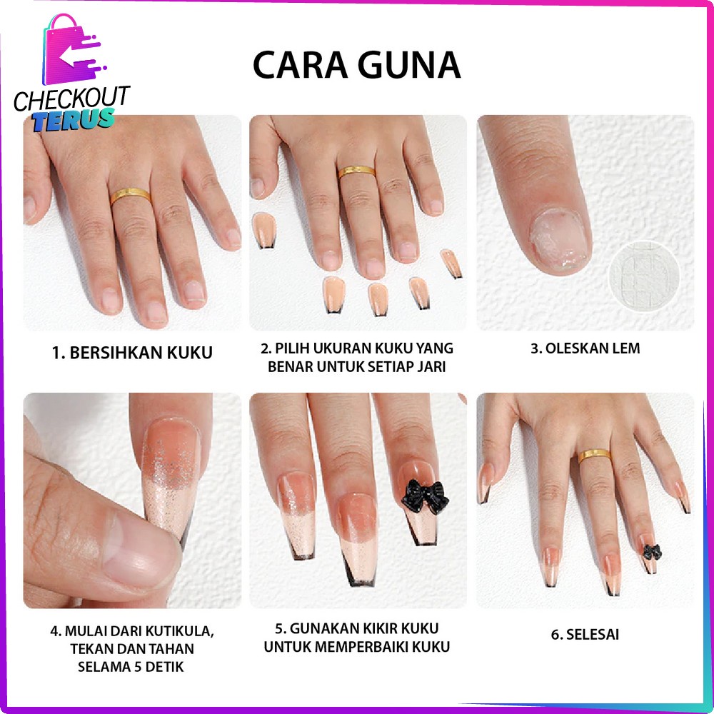 CT K80 Perawatan Kuku Sticker Kuku Anti Air Hiasan Kuku Nail Art Kuku Palsu Motif Wanita Korea