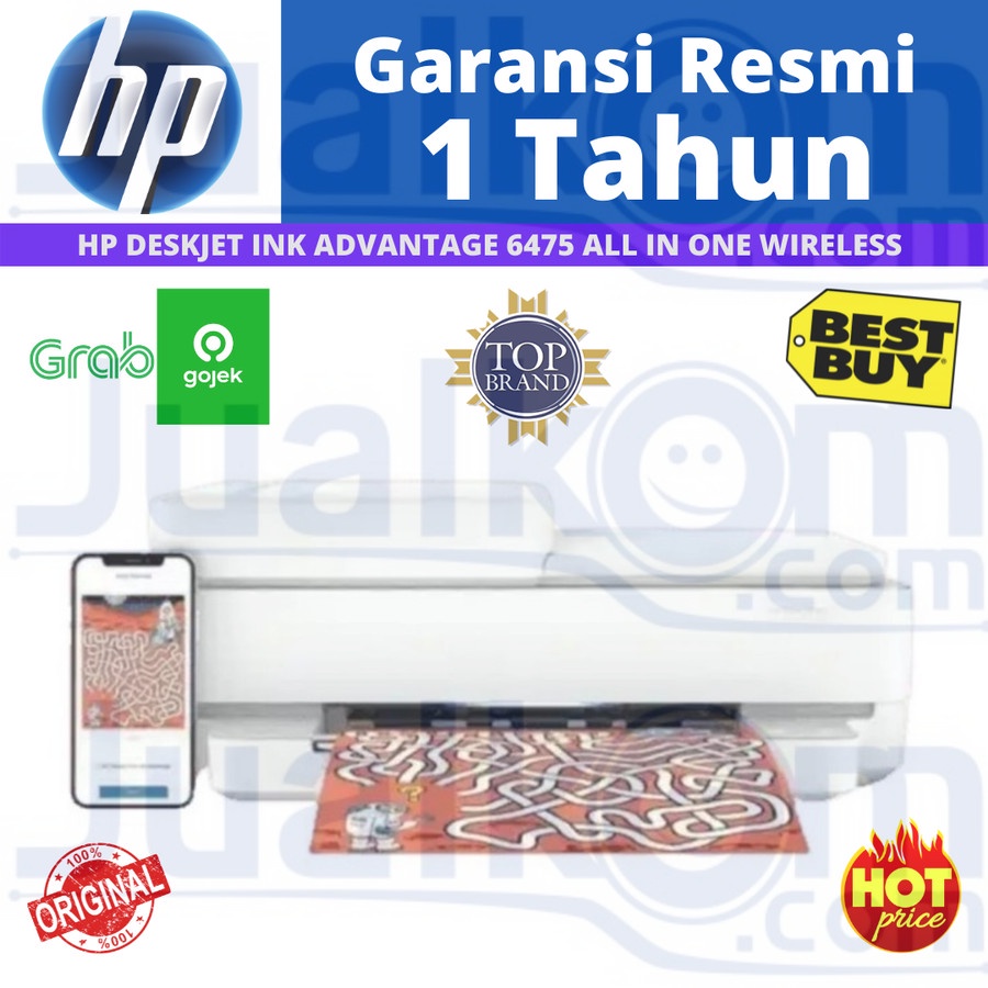 HP DeskJet Plus 6475 Print Scan Copy Fax ADF All in One Wireless Resmi