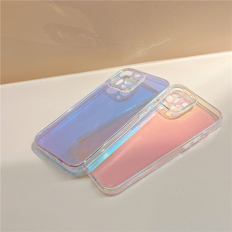 Hard Case Transparan Warna Gradasi Untuk iPhone 11 Pro MAX 12 13 Pro MAX X XS MAX XR