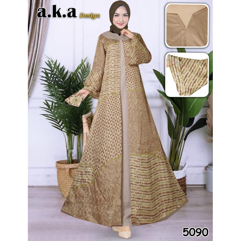 UNNA_STORE.2019 / Gamis Batik Viscose Kombinasi Semi Sutra Kancing Depan Pakaian Modern Pesta Kondangan Baju Muslim Busui Casual Premium Wanita Fashion Kekinian Terbaru