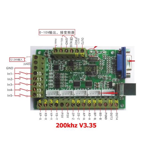 MACH3-USB CNC controller card 5axis 200khz