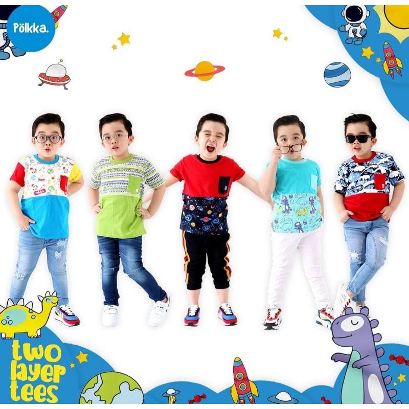 Kaos Anak Cowok Two Layer Polkka