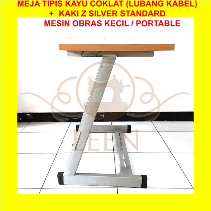 Meja Tipis &amp; Kaki Z Silver SET Mesin Jahit Obras Kecil / Portable LEEN