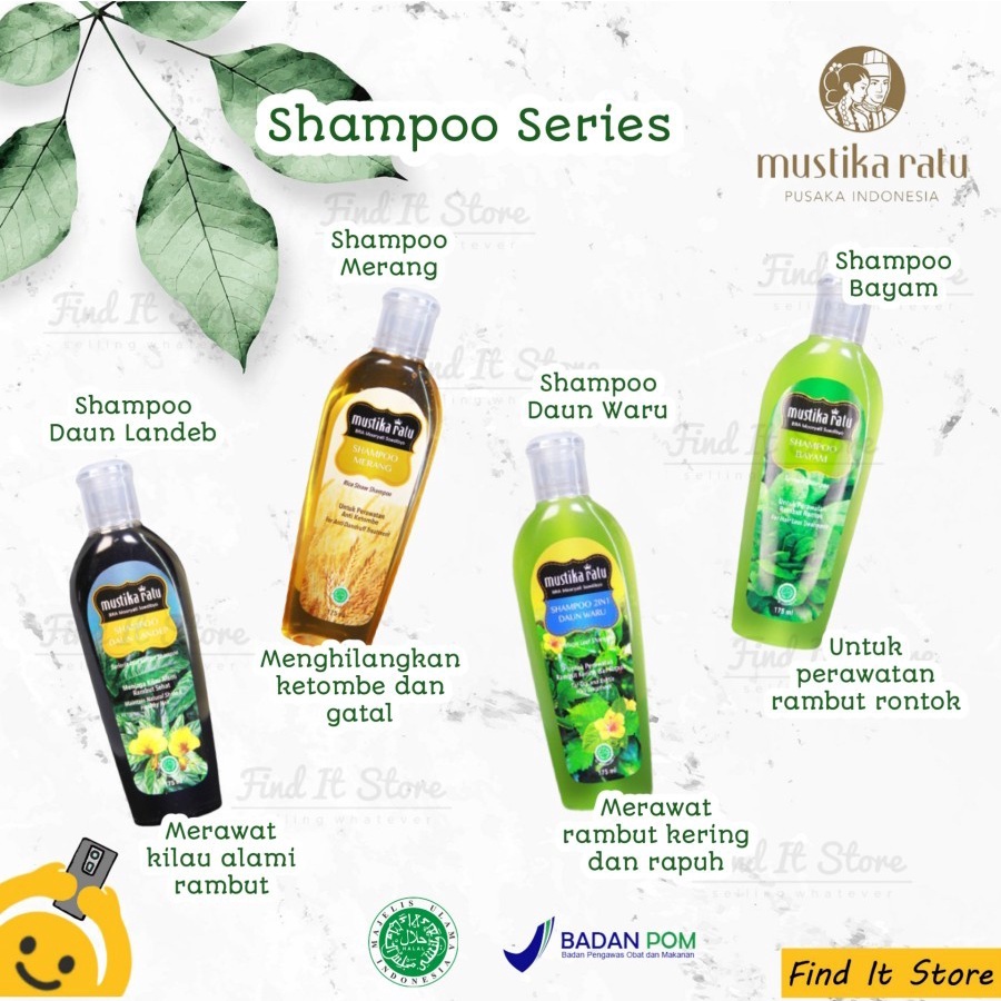 Mustika Ratu Shampoo All Series 175ml Perawatan Rambut Shampo Bayam Merang Daun Waru Daun Lendap Hair Care Treatment