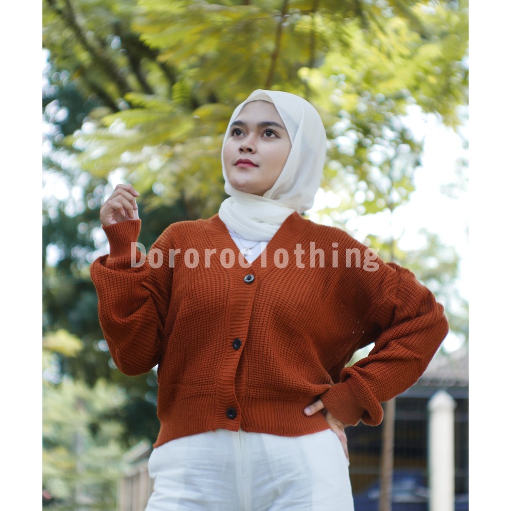 Cardigan Crop Kancing / Kardigan Rajut Oversize Kancing Rajut Premium