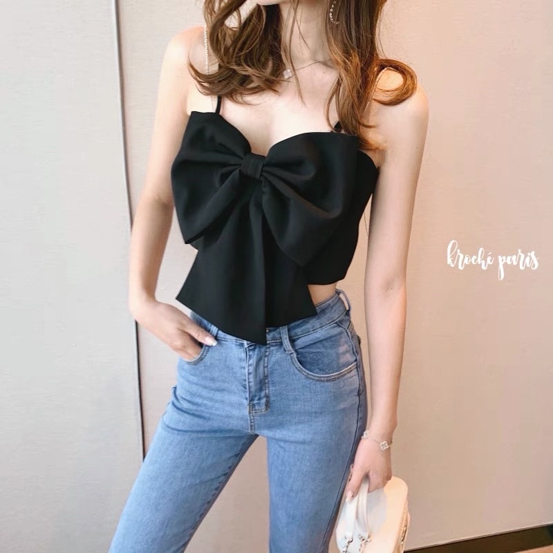 2WAYS PREMIUM RIBBON TOP  ATASAN WANITA CEWEK BAJU TANKTOP KEMBEN CROP MX917