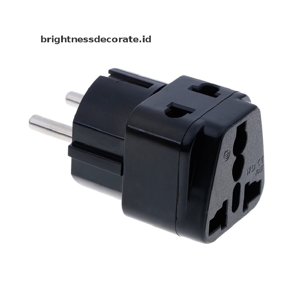 1 Ke 2 / 3 pin socket Splitter Jerman Perancis 5mm plug Ke universal UK / US / EU / AU 2 / 3 pin