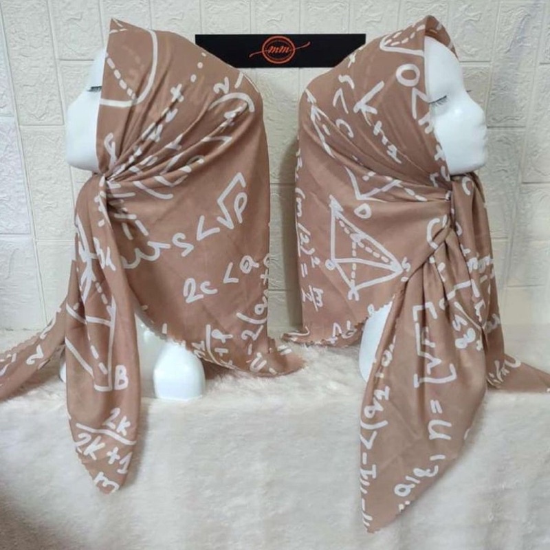 (COD) TERLARIS !!! HIJAB KORAN ARAB / KRUDUNG VOAL MOTIF ARAB / HIJAB VIRAL / HIJAB SEGI EMPAT-Matematika coklat