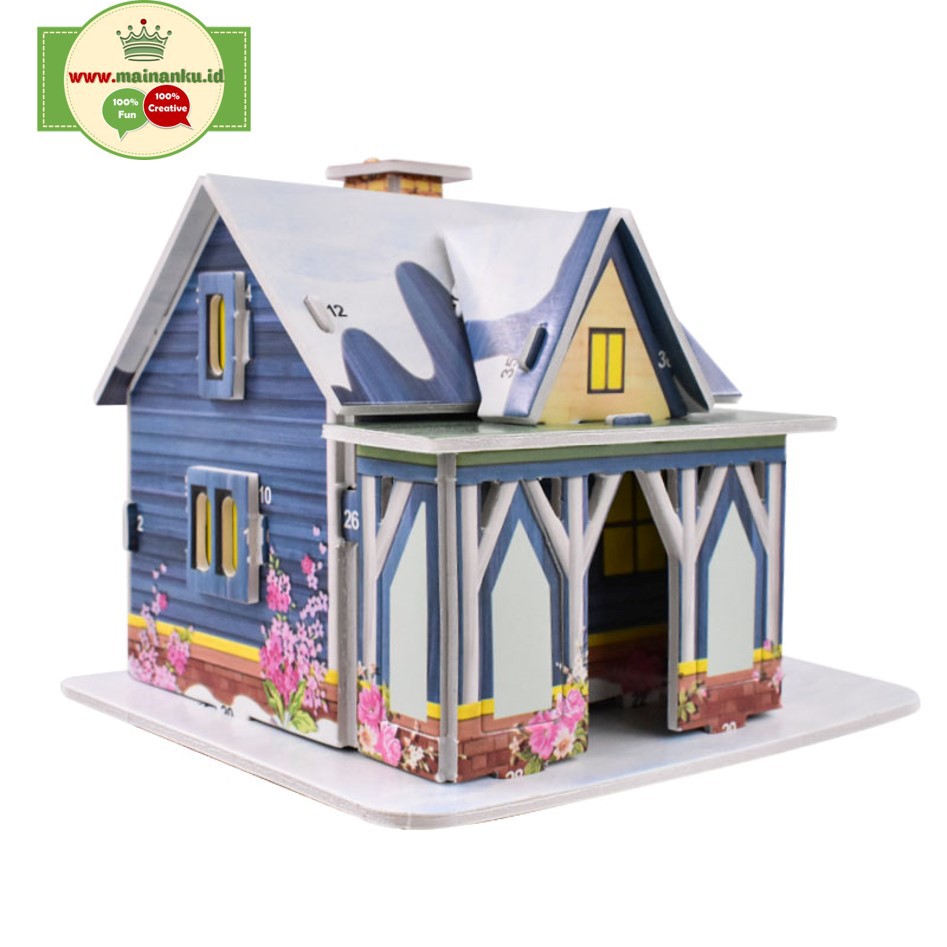 Puzzle 3D Mini | Winter House | Mainan Kecerdasan Anak - 1688O