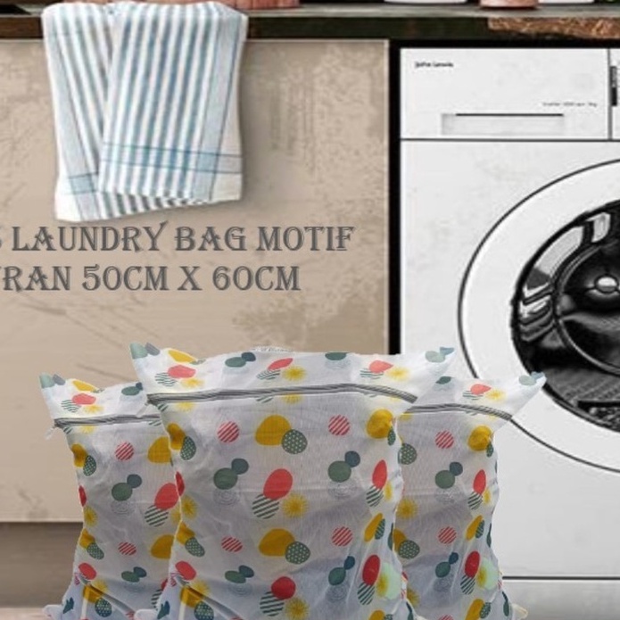 Tas laundry bag motif pengaman cucian pakaian ukuran 50cm X 60cm Serbaguna