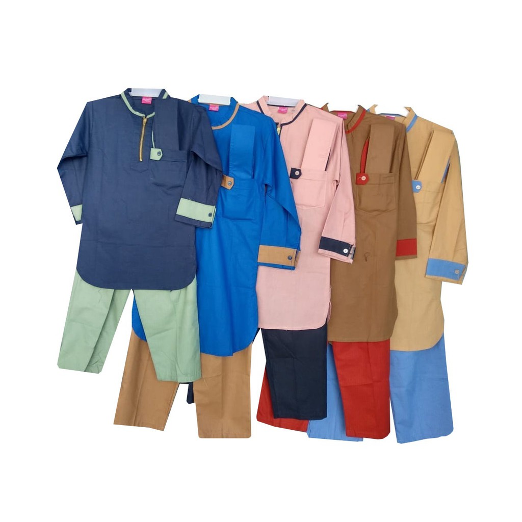 Koko Pakistan Alifa Anak Baju Muslim Katun Free Peci