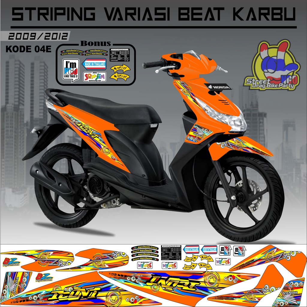 Striping Beat Karbu Sticker Motor Beat KODE 04