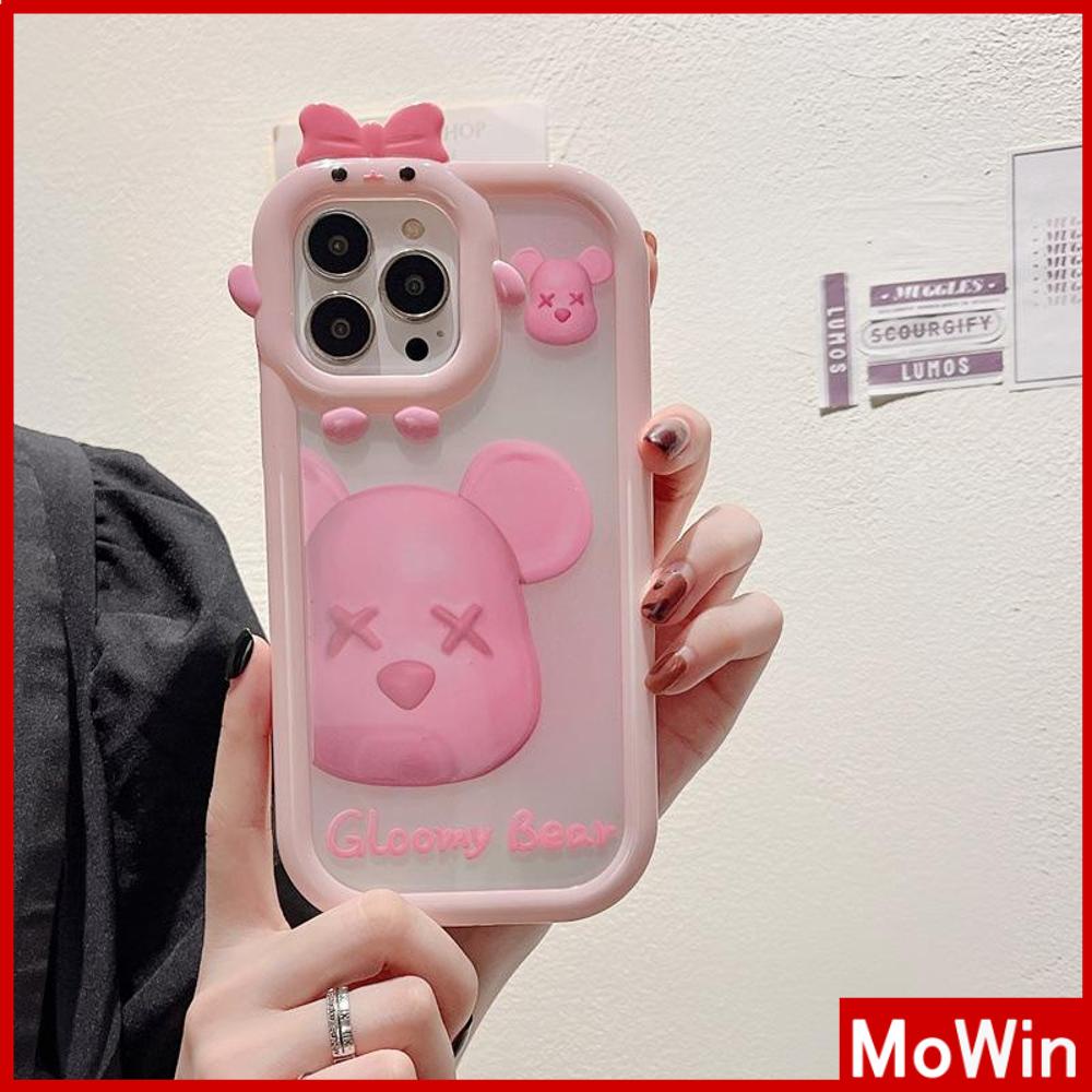 iPhone Case Silicone Soft Case Clear Case Airbag Shockproof Protection Camera Shiny Feel Pink Bear Cartoon Compatible For iPhone 11 Pro Max 13 Pro Max 12 Pro Max 7Plus xr XS Max