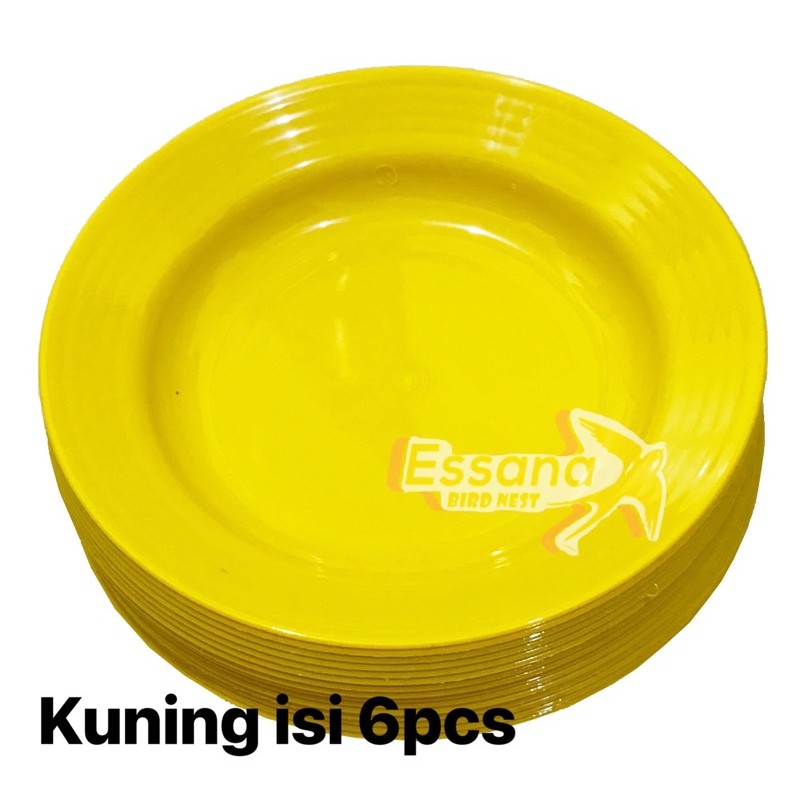 Piring Makan Bulat Plastik 9inch ( Grosir ) Terlaris Termurah Berkualitas ( lusinan ) atau ( 1/2 lusin ) clarissss-Kuning isi 6pcs
