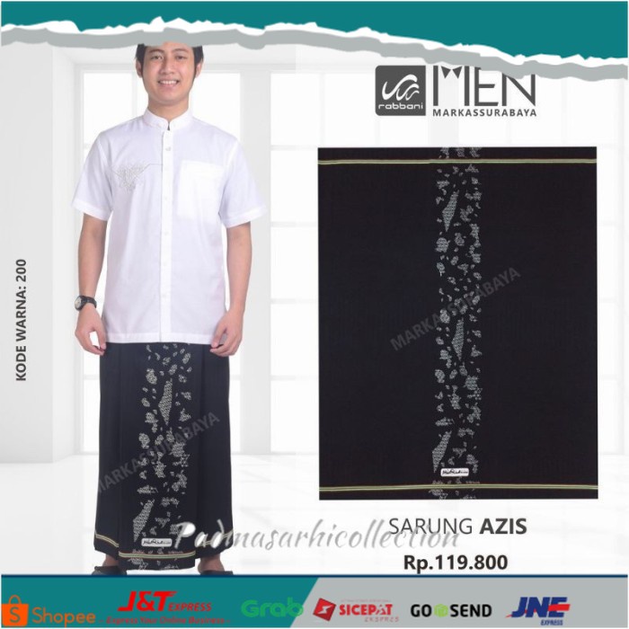 ✨ BISA COD ✨ Sarung Rabbani Retina 6 (diskon 17%) - 2021-Aziz Hitam