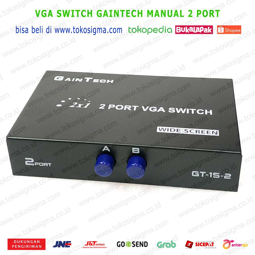 VGA SWITCH 2 PORT METAL CASE - 2X1 PORT SELECTOR VGA MANUAL BUTTON