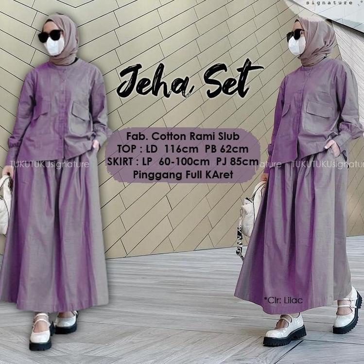PDT.01Jl22ᵞ | Jeha Set setelan rok rami linen wanita elegankekinian