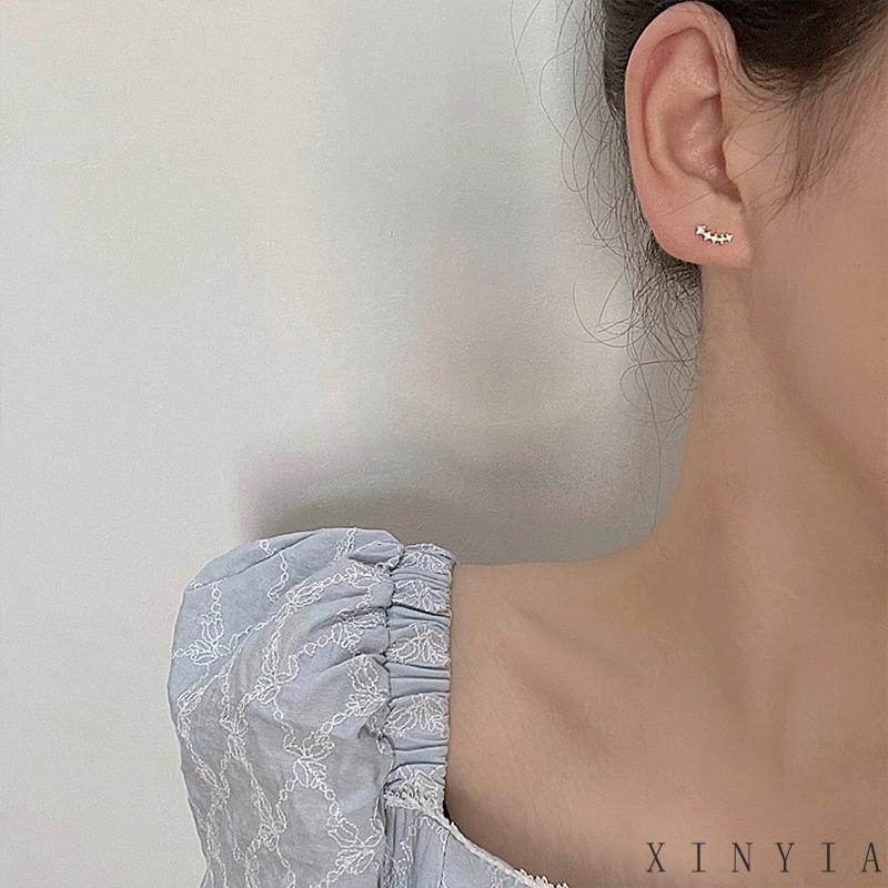 Xia.id Anting Tusuk Gantung Desain Geometri Hias Zircon Gaya Simple Untuk Wanita