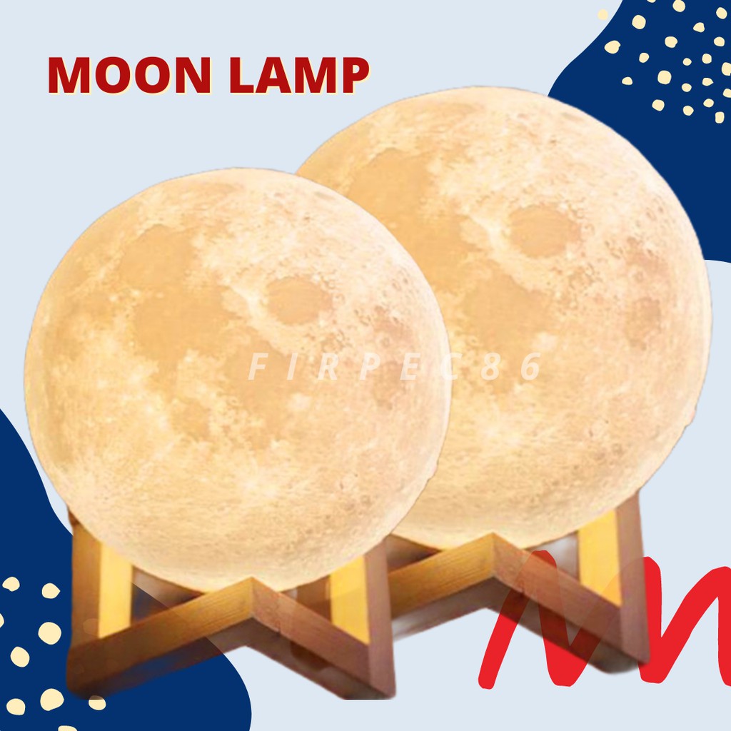 F86 Moon Lamp Lampu Tidur Bentuk Bulan 13CM 16 warna RGB + Remote