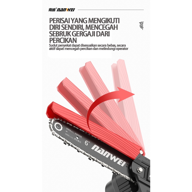 Gergaji Mesin  listrik 68 Volt portable potong kayu ranting dan bambu Cordless Chainsaw Rantai Elektrik Mini