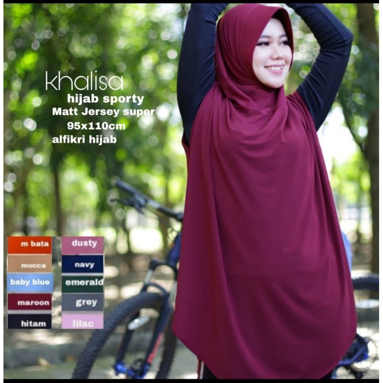 Hijab Sporty Jilbab Olahraga Khalisa Bergo Sporty Jersey Premium-1