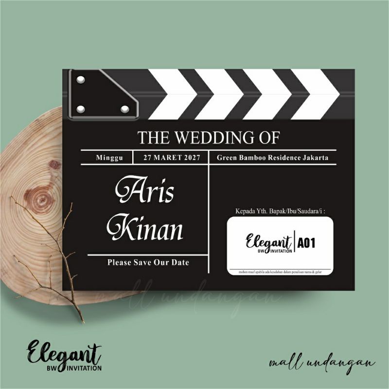 UNDANGAN GLOSSY BW MENGKILAP - UNDANGAN NIKAH - UNDANGAN MURAH