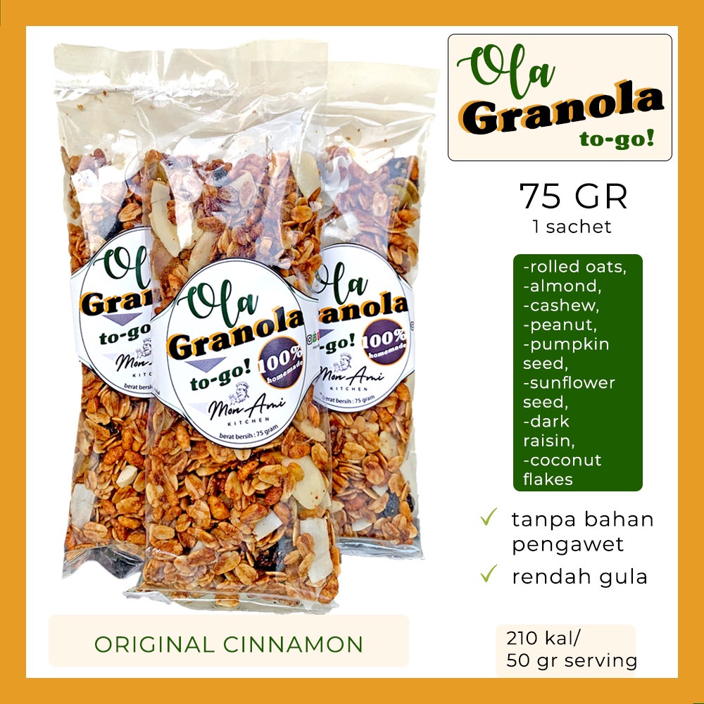 

OLA GRANOLA TO - GO! - 75 GR - ORIGINAL CINNAMON - RENDAH GULA