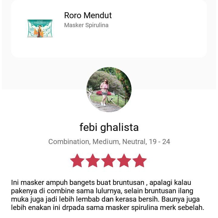 Roro Mendut Masker Spirulina Whitening / Anti Acne / Komedo / Bopeng 20gr &amp; 40gr