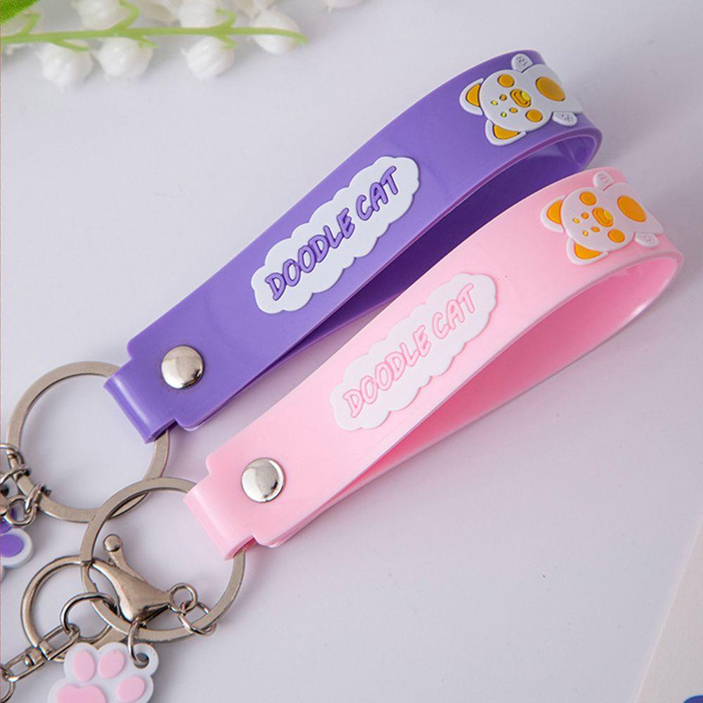 Lanfy Wanita Gantungan Kunci Hadiah Kepribadian Lucu DuDu Kucing Paduan Dekorasi Key Holder