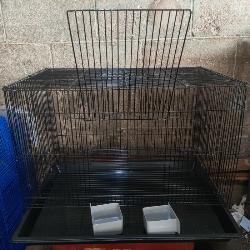 KANDANG KUCING KELINCI BURUNG BESI LIPAT MURAH Free 2 Tempat makan SIZE L 60X40X40 CM.