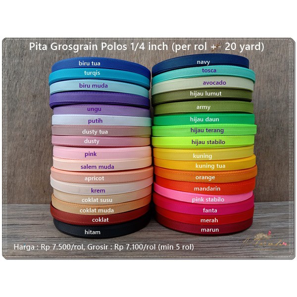 

GPITA-201 : Pita Grosgrain Polos 1/4 inch (per rol +- 20 yard)