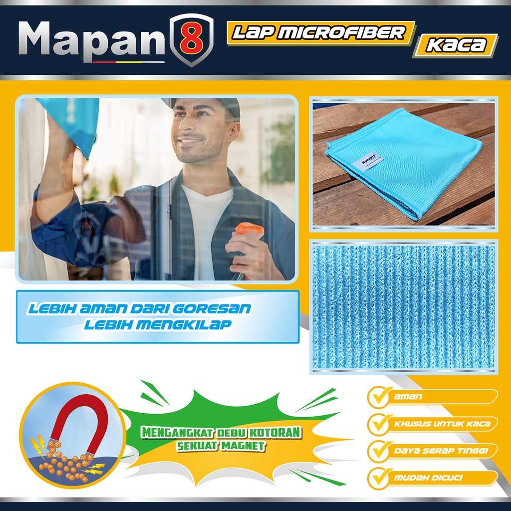 Lap Kain Synott Microfiber Kaca Glass Super Kilap Aman Gores & Baret