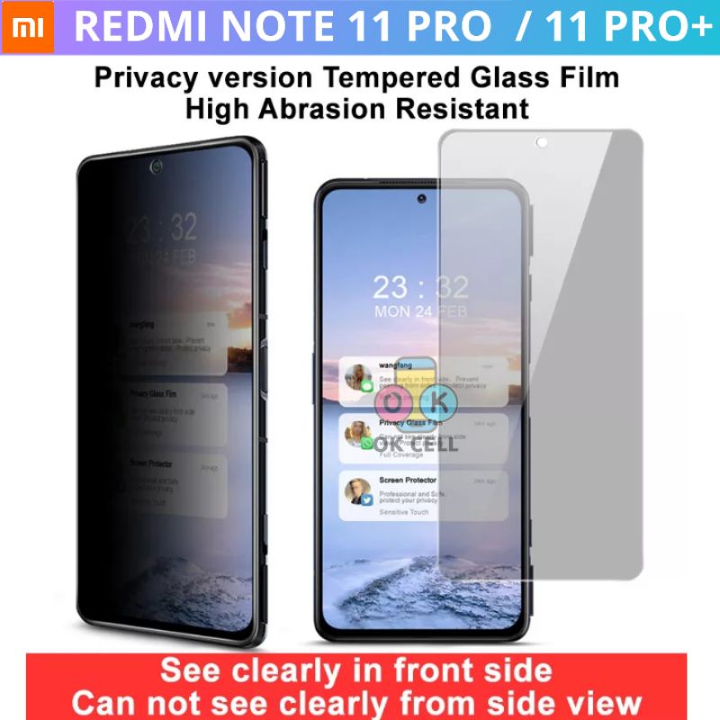 Tempered Glass Anti Spy Redmi Note 11 Pro - Tg Anti Gores Hitam Redmi Note 11Pro Plus Full Layar