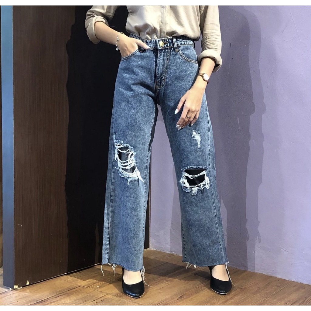 TRIVELA Free Belt - Bilby Cullotes Jeans / Jeans Highwaist Sobek Lapis / Labela Cullotes