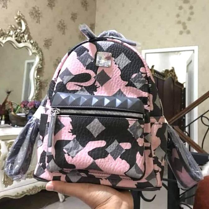 Kualitas Terbaik Backpack MCM Small Ori with card paper DB CUCI GUDANG
