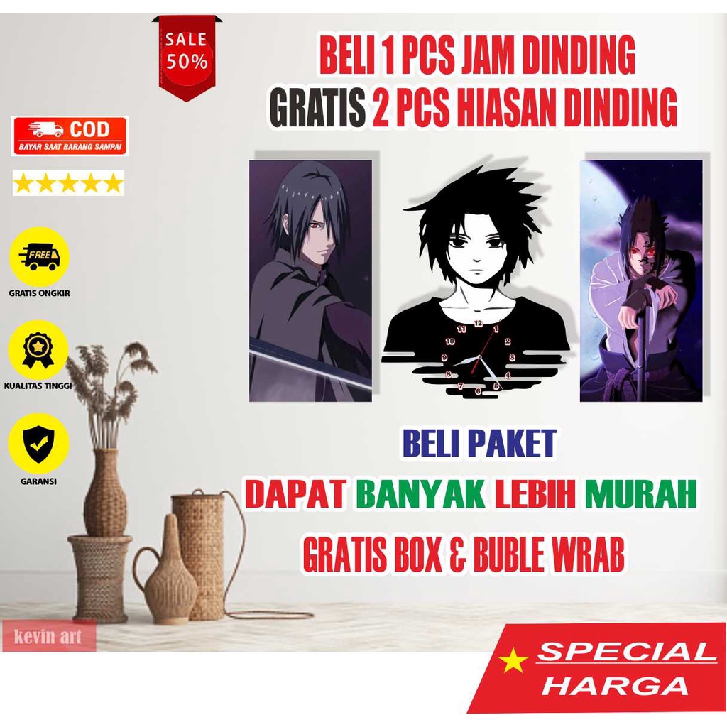 JAM DINDING MINIMALIS KARAKTER SASUKE GRATIS HIASAN DINDING 1 SET HATAKE NARUTO UNIK BESAR AESTHETIC TEMPEL TEMBOK MURAH CUSTOM BESAR 3d DEKORASI DINDING ARTISTIK  MODERN MEWAH KLASIK PAJANGAN DINDING POSTER DINDING STIKER DINDING SERBAGUNA KOLEKSI HADIAH