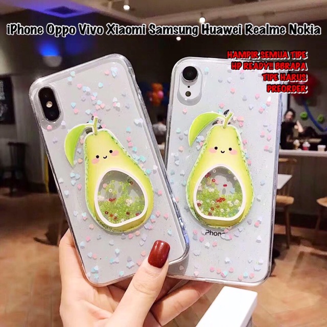 Avocado Glitter Case iPhone Oppo Vivo Xiaomi Samsung f11 V15 V17 V19 pro S1 Y19 Y11 V20 SE X50 V11