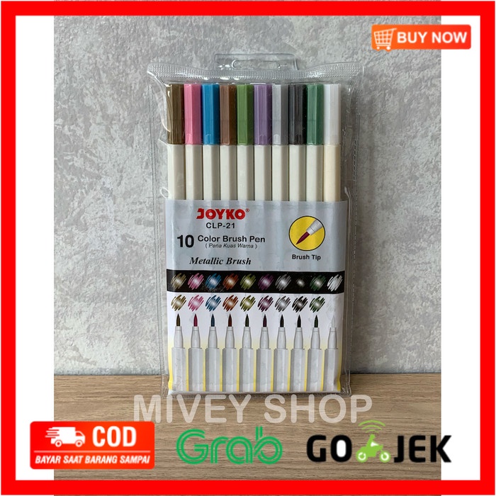 

(BISA COD) Color Brush Pen/ Metallic Brush/ Pena Kuas Warna Joyko CLP-21
