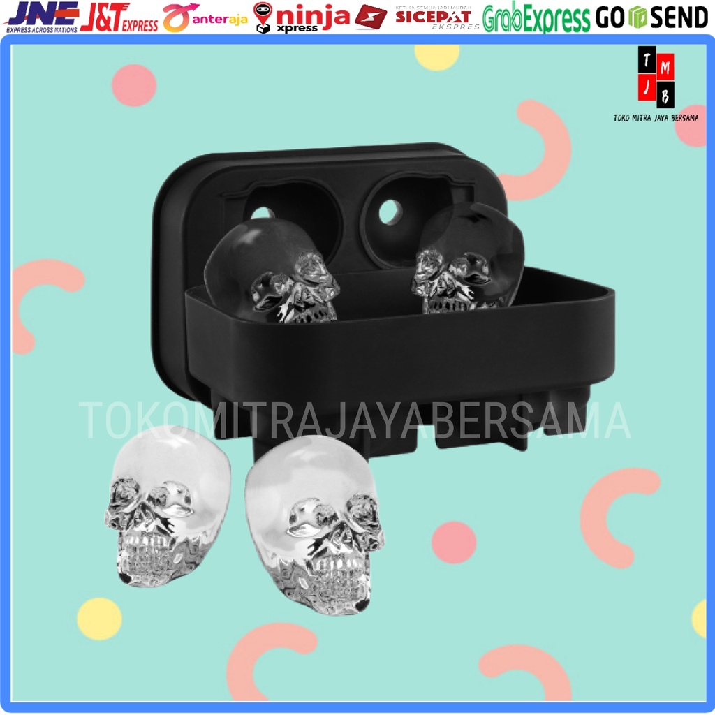 CETAKAN ES BATU SILICONE MODEL DIAMOND SKULL TENGKORAK ICE CUBE MOLD SILIKON COKLAT JELLY PERMEN