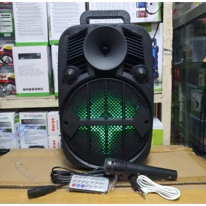 COD SPEAKER BLUETOOTH FLECO 8 INCH F-8602 LED BONUS MIC KARAOKE+REMOTE//SALON AKTIF SPEAKER KARAOKE UK 8 INCH FLECO F-8602LED SUARA SUPER BASS