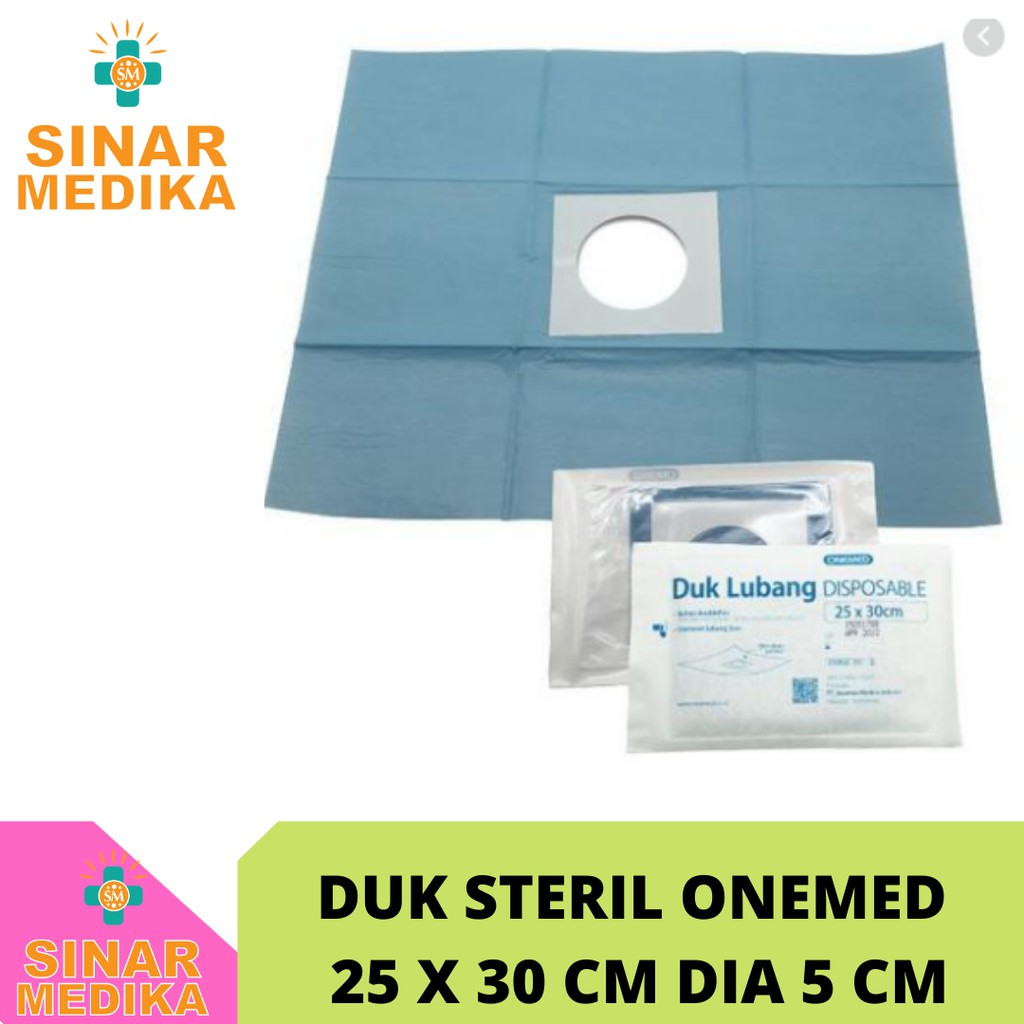 DUK LUBANG STERIL 25 X 30 CM DIAMETER 5 CM WITH ADHESIVE . DUK STERIL