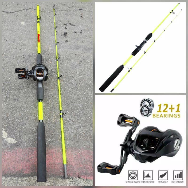 satu set casting sougayilang camry drag 10 kg joran carbon kuning