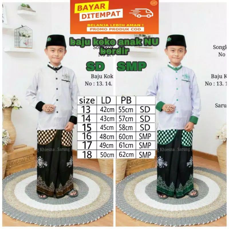 [ COD ] BAJU KOKO ANAK SD SMP /KOKO BORDIR NU GUS AZMI AZZAHIR KIDS