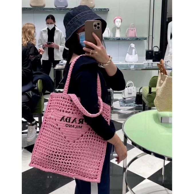 Tote Bag Prada Raffia Pink Tote Bag Ovvxcuxquz