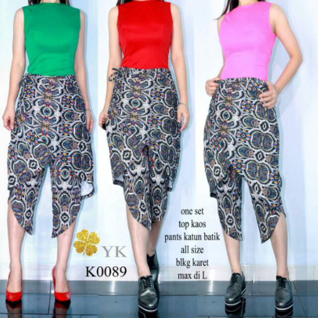 Ykdress One set pants batik oneset premium atasan celana