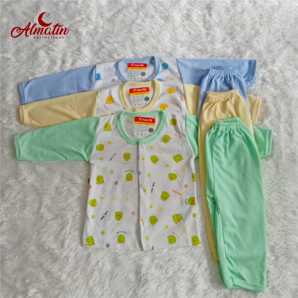 Setelan Baju Panjang Bayi D'noorfa Kancing Murah Berkualitas / PIama Baju Tidur ( 3 Pasang )